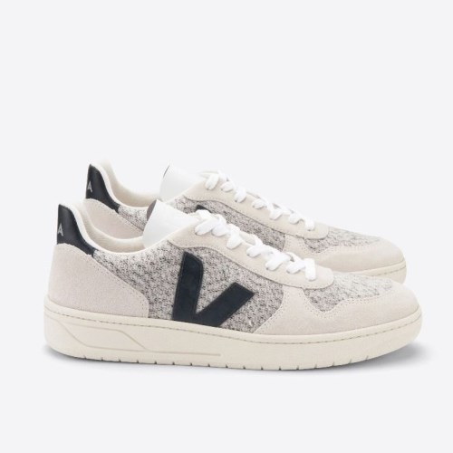 Veja V-10 Flannel Mens Trainers White/Black UK 47586